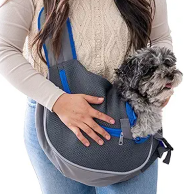 Marse Dog Sling Carrier for Small Dogs - Reflective Pet Sling Carrier for Miniature Dogs with Breathable Mesh Pouch - Travel Safe Sling Bag Puppy Carrier - Dogs up to 7 Pounds